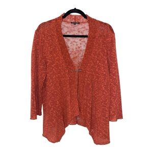 Eileen Fisher Burnt Rust Open Front Linen Blend Cardigan Sweater